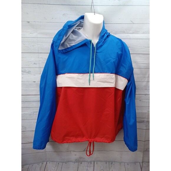 VIP Mens Pullover Navyblue Windbreaker Raincoat Nylon Jacket Pockets Sz XL - Picture 1 of 10